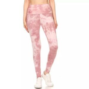 ♡♡♡ Mauve Marble Pink High Waist Yoga Leggings One size)